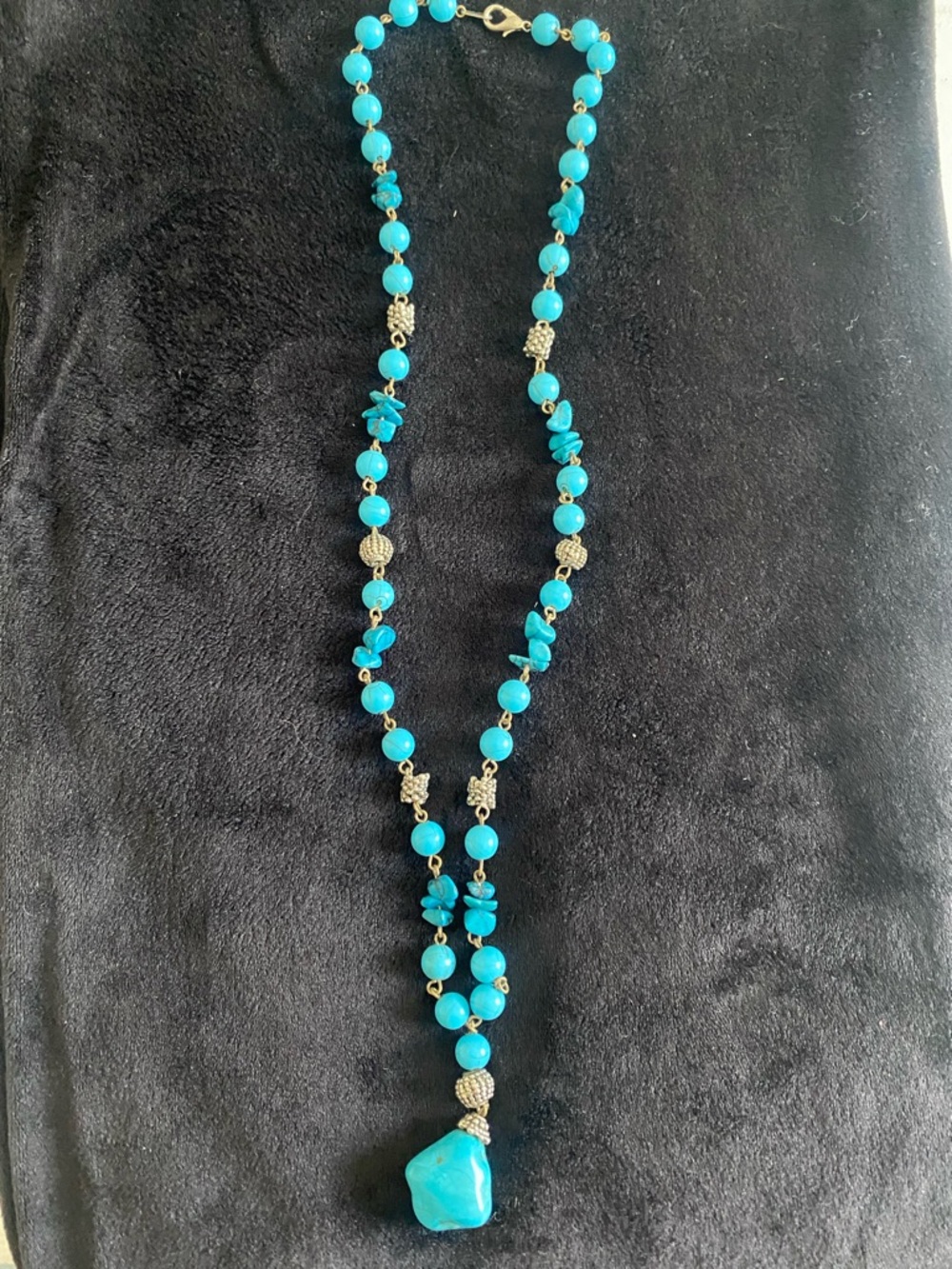 Turquoise Bead Women's Necklace - Vibrant Blue Statement Necklace - Picture 4 of 4